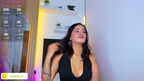 Snapshot of coraline_v chatting on May 2026 11:59:02 AM Coraline connected from 10 pm to 6 am Colombia time online show from May 2026 11:59:02 AM