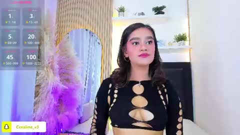 Snapshot of coraline_v chatting on July 2026 12:42:02 PM Coraline connected from 10 pm to 6 am Colombia time online show from July 2026 12:42:02 PM