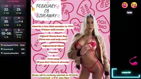 Snapshot of piper_patterson chatting on February 2026 07:56:01 PM PipinPiper online show from February 2026 07:56:01 PM