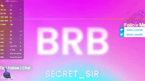 Snapshot of secret_sir chatting on May 2026 11:23:02 PM Dean Carter online show from May 2026 11:23:02 PM