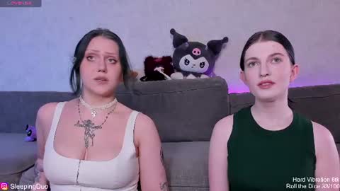 Snapshot of sleepingduo chatting on July 2026 02:42:02 PM Hi We are Iva and Angela Nice to meet u 3 online show from July 2026 02:42:02 PM